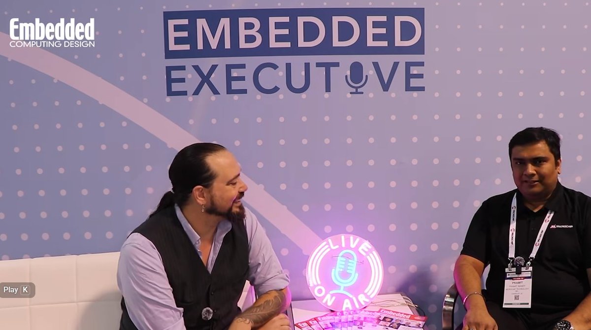 embedded_comp's tweet photo. Embedded Executive LIVE at @embedded_USA: @MicrochipTech  

Ken Briodagh and Pramit Nandy of Microchip talk robotics, Physical AI, and Edge at embedded world North America. #robotics #AI 
https://t.co/c11OuQKmK1 https://t.co/40hMKxY7mF