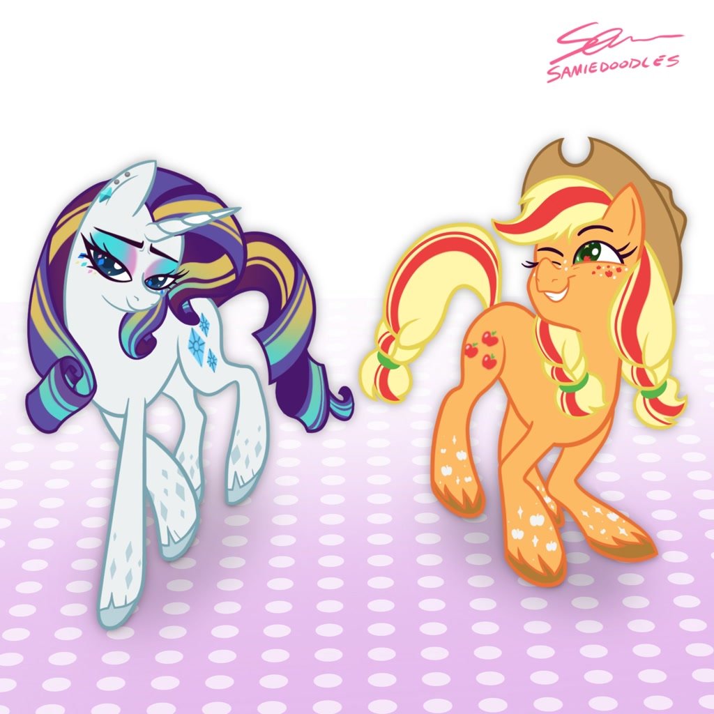 ponyxrkz's tweet photo. ✨🍎
I already made G6 fanart but since Rarity and Applejack are supposed to be later, I tried to make g6 version of them.
#mlp #mylittlepony #fanart #rarity #applejack https://t.co/q01eHnNusC