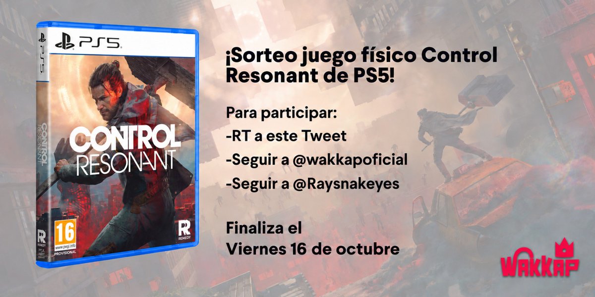 Raysnakeyes's tweet photo. #SORTEO Consigue el videojuego fisico de CONTROL RESONANT gratis para PS5 🔨

 Para participar:  

🔁Haz Repost a esta publicación 
➡️Sigue a @wakkapoficial y @Raysnakeyes

Ganador: 16 Octubre. Solo cuentas en España y no permitidas cuentas-sorteo. https://t.co/SfDpLr2ikR