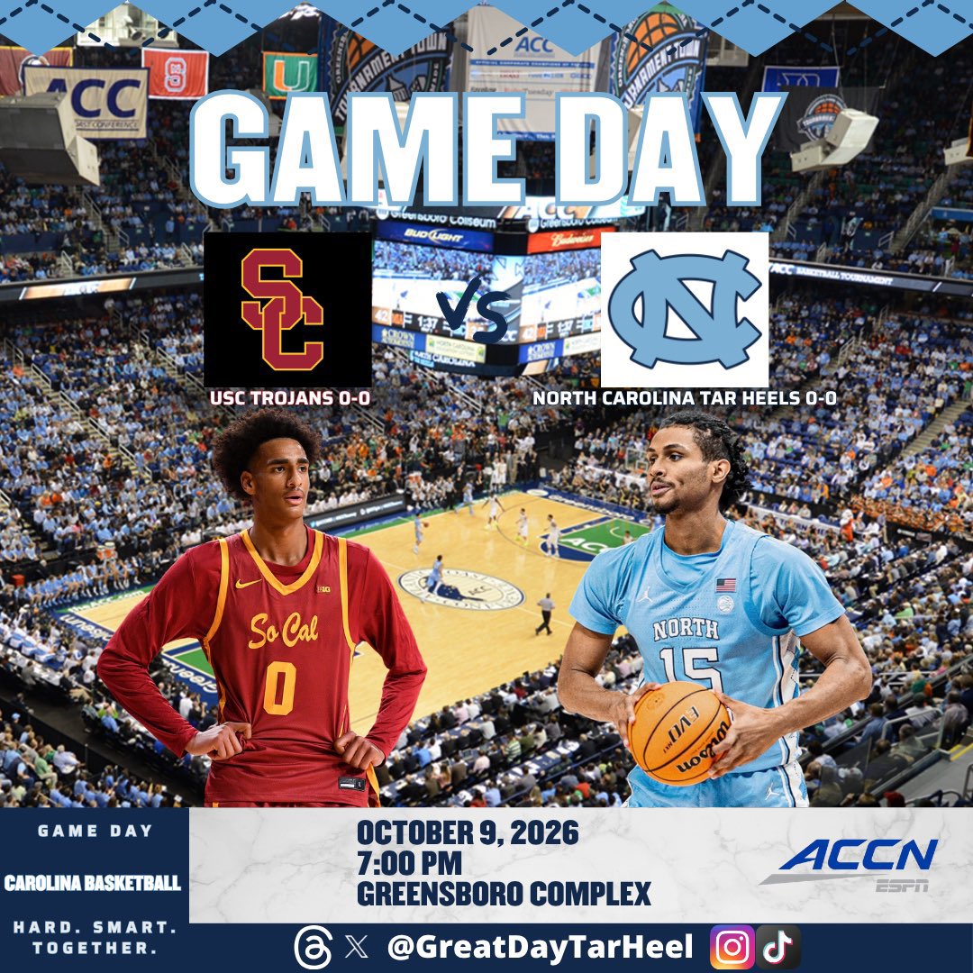 HEELZBeavans's tweet photo. We play basketball tonight! @UNC_Basketball
๐: USC
๐: 7:00 PM ET
๐: Greensboro, NC
๐บ: @accnetwork
#CarolinaFamily #BeatUSC #GoHeels๐ค๐ฉต๐๐ฃ๐๐บ๐ธ https://t.co/7TBWOWHL3J