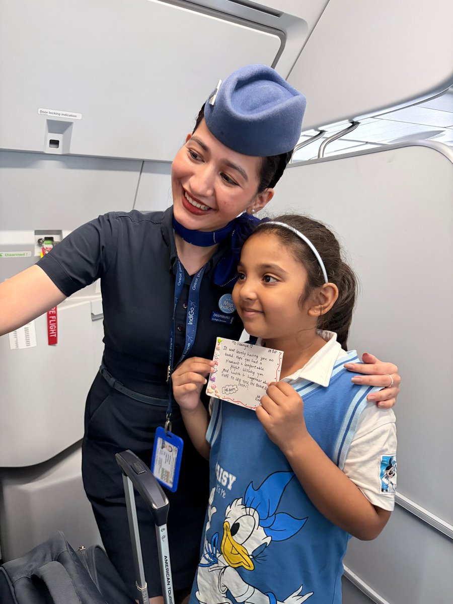 VickCruiz's tweet photo. Had an another wonderful flight experience on 08.10.26 IXR-BOM with #IndiGo! ✈️ On-time, smooth journey, and excellent service from start to finish. Huge thanks to the crew especially Deepanjali! Lots of Love from Vaanya 🙌 #IndiGo #Ranchi #Mumbai #Travel #FlightExperience https://t.co/n8HSB465lT