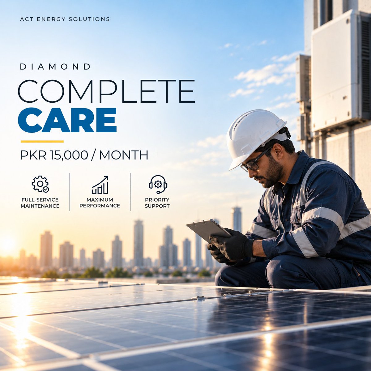 Actenergypower's tweet photo. Invested in solar? Don’t let poor maintenance reduce your system’s performance or lifespan.
Keep your solar system running at its best with ACT’s Operations &amp; Maintenance Care Plans, starting from just PKR 5,000/month.
 DM us to learn more! https://t.co/hFd6MCZSL9