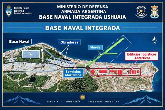 Argendef's tweet photo. Avanza la Base Naval Integrada Ushuaia ⚓️🇦🇷

Mediante una publicación en el Boletín Oficial, el Ministerio de Defensa autorizó el llamado a licitación pública para la construcción del muelle militar. Para dicho procedimiento se asigna un presupuesto de 189 mil millones de pesos. https://t.co/2wmZ6wFFqJ