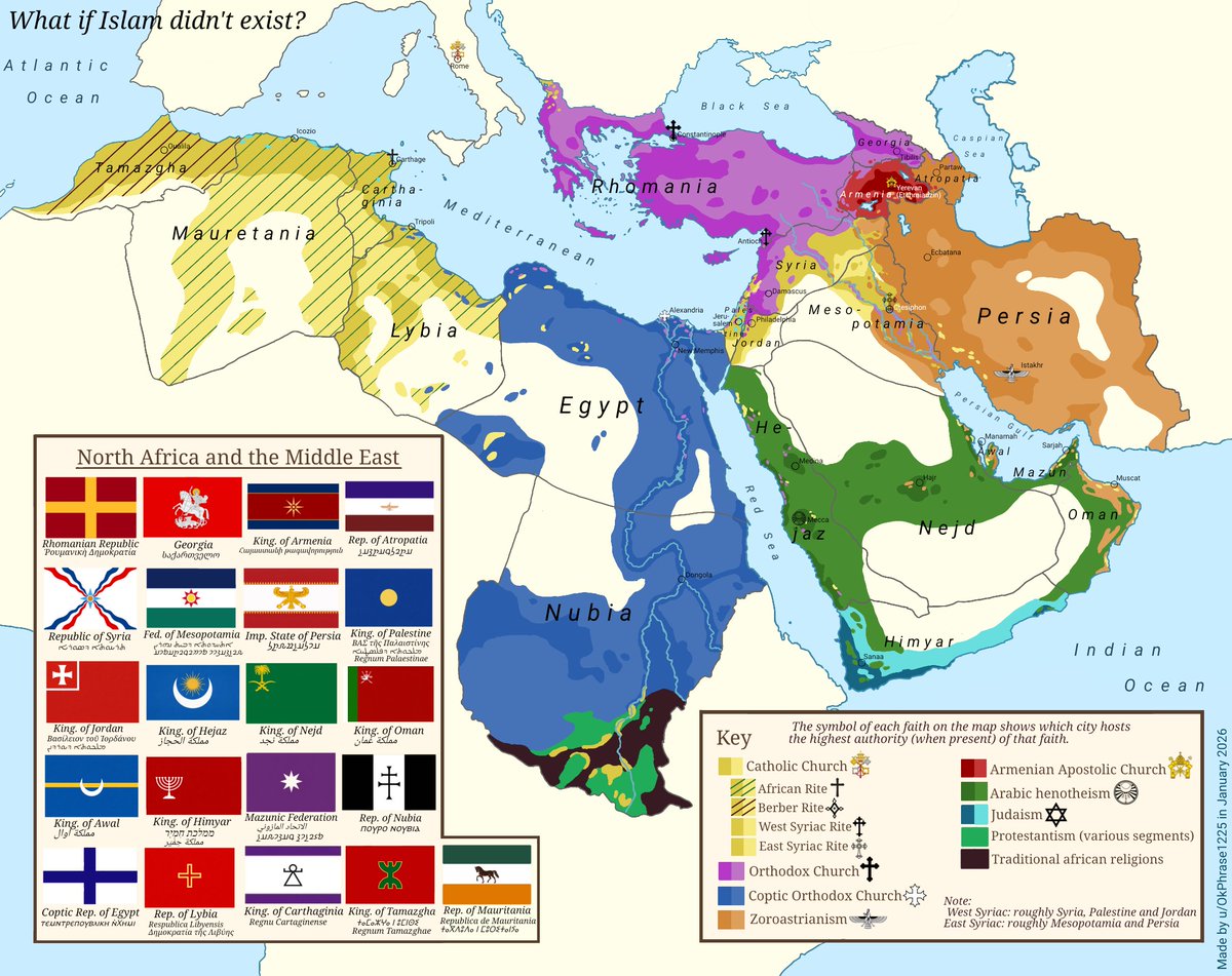 Civixplorer's tweet photo. What if Islam never existed in the Middle East and North Africa? https://t.co/VnmJmw90Ue