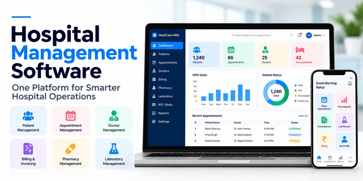MVisionSolution's tweet photo. Hospital Management Software Development for Modern Healthcare Facilities

#HospitalManagementSoftware #HospitalManagementSystem #HospitalERP #HealthcareSoftware #HospitalSoftware #MedicalSoftware #HealthcareTechnology #HospitalERPDevelopment #CustomSoftwareDevelopment https://t.co/atKGCCKO4F