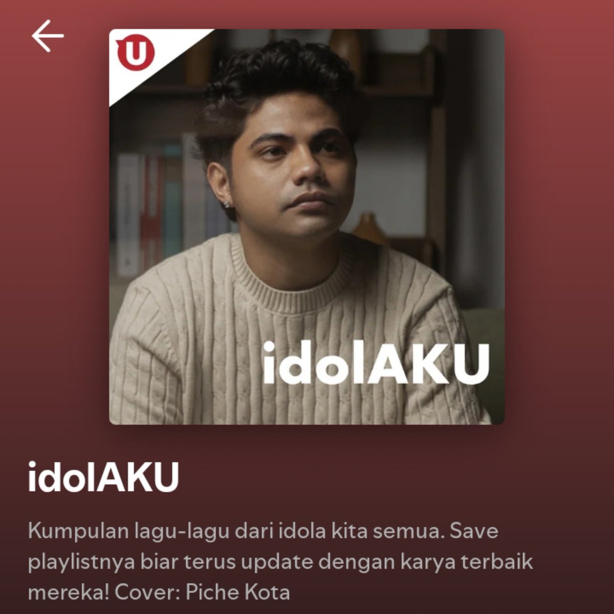 inilahnoah's tweet photo. Piche Kota jadi cover playlist idolAKU. Another reason to be proud of him. 🧡 https://t.co/SZnnl73RDf