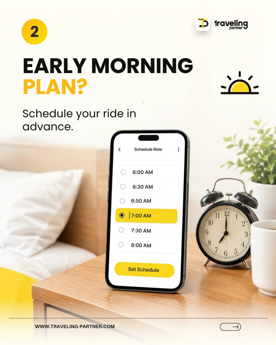 TravelPartnerHQ's tweet photo. Some journeys happen on the spot. Others are already on your calendar.

Plan your next ride with Traveling Partner:
https://t.co/1u69ZwR8wX

#travelingpartner #schedulerides #ridebookingapp #schedule #Pakistan #careem #uberdriver https://t.co/I7nmUMjMv4