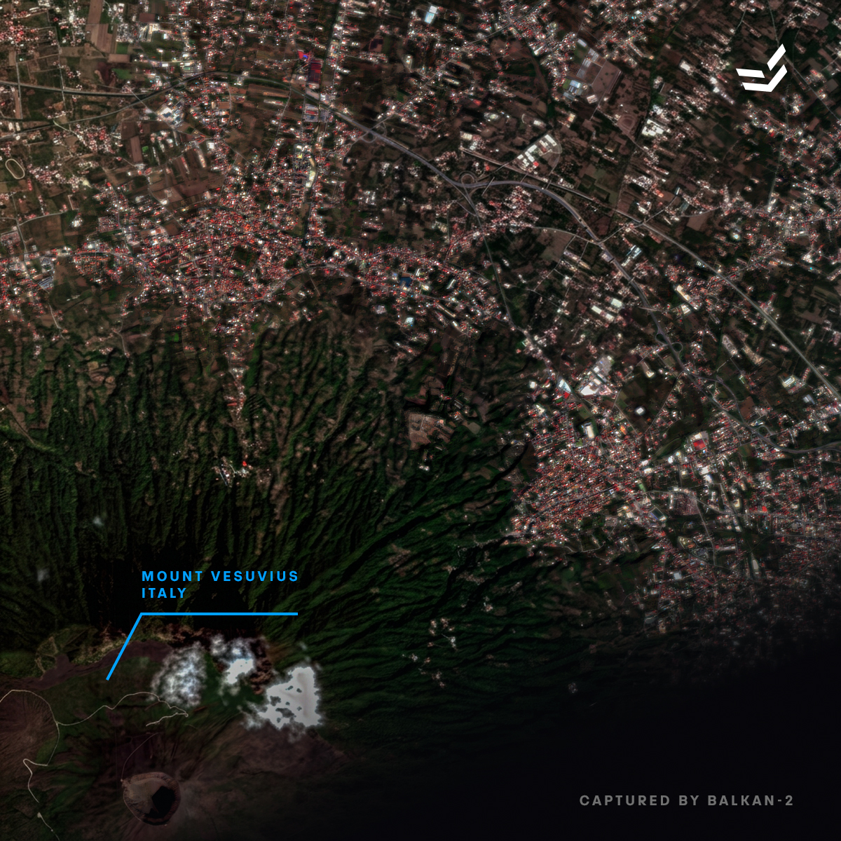 EnduroSat's tweet photo. Mount Vesuvius - one of the world’s most densely populated volcanic areas, and one of its most closely monitored volcanoes.

Balkan-2 captured it - very high resolution, 7 multispectral bands, Sentinel-2 compatible. 

A Copernicus Contributing Mission.

#spaceiscloserthanyouthink https://t.co/aenq16Jqpa