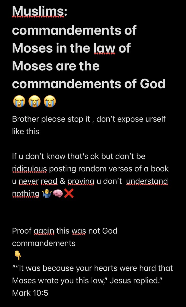 ElfDels's tweet photo. @IslamAgstLies @FerrJambrina @ItsZahrah9 @isalmAgstLies God never Said This 🤡😭😭😭😭
He quotes the law of Moses followed by Jews as if it was God commandements ❌🧠

Don’t expose ur ignorance bro stop it u are ridiculous … 
👇👇 https://t.co/u2wQSykBDD