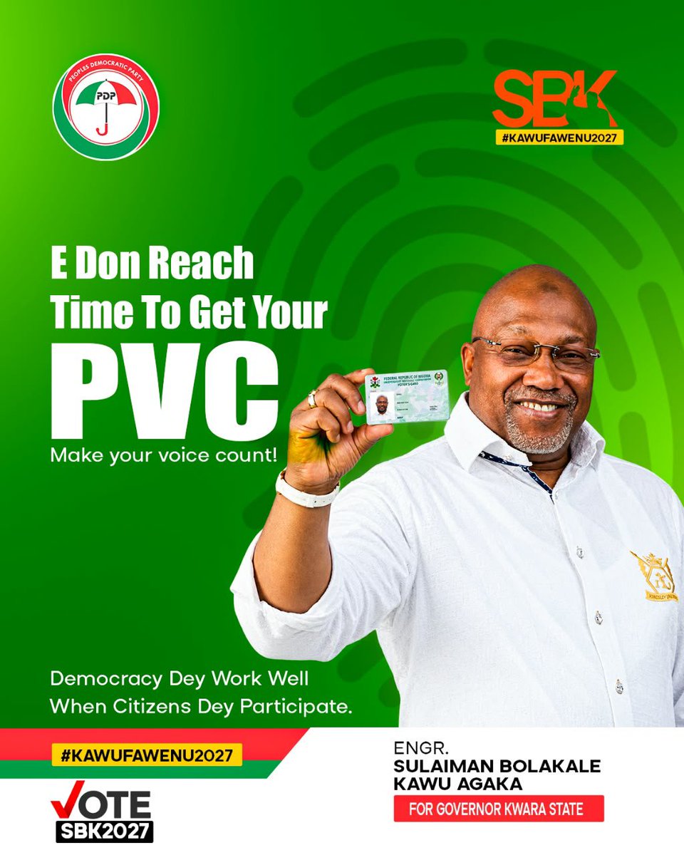 KwaraDamsel's tweet photo. Your PVC is your power!  Don’t just complain about leadership, prepare to make your vote count. Go and collect your PVC today. 2027 starts with your decision today! #PVCCollection #YourVoteYourPower https://t.co/0rhIerWdHB