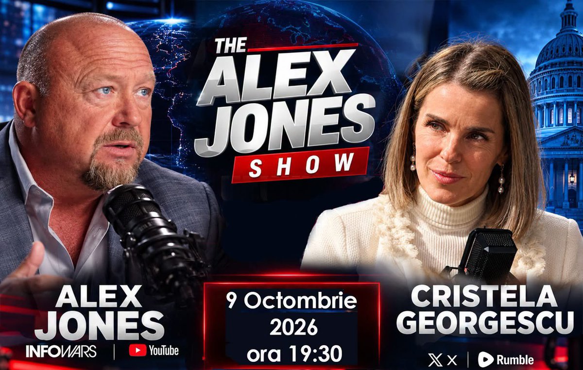 Oana_Eftimie's tweet photo. În această seară, pe contul de X al lui Alex Jones la ora 19:30.

Las linkul contului în comentarii. https://t.co/Y3Is7JTfNj