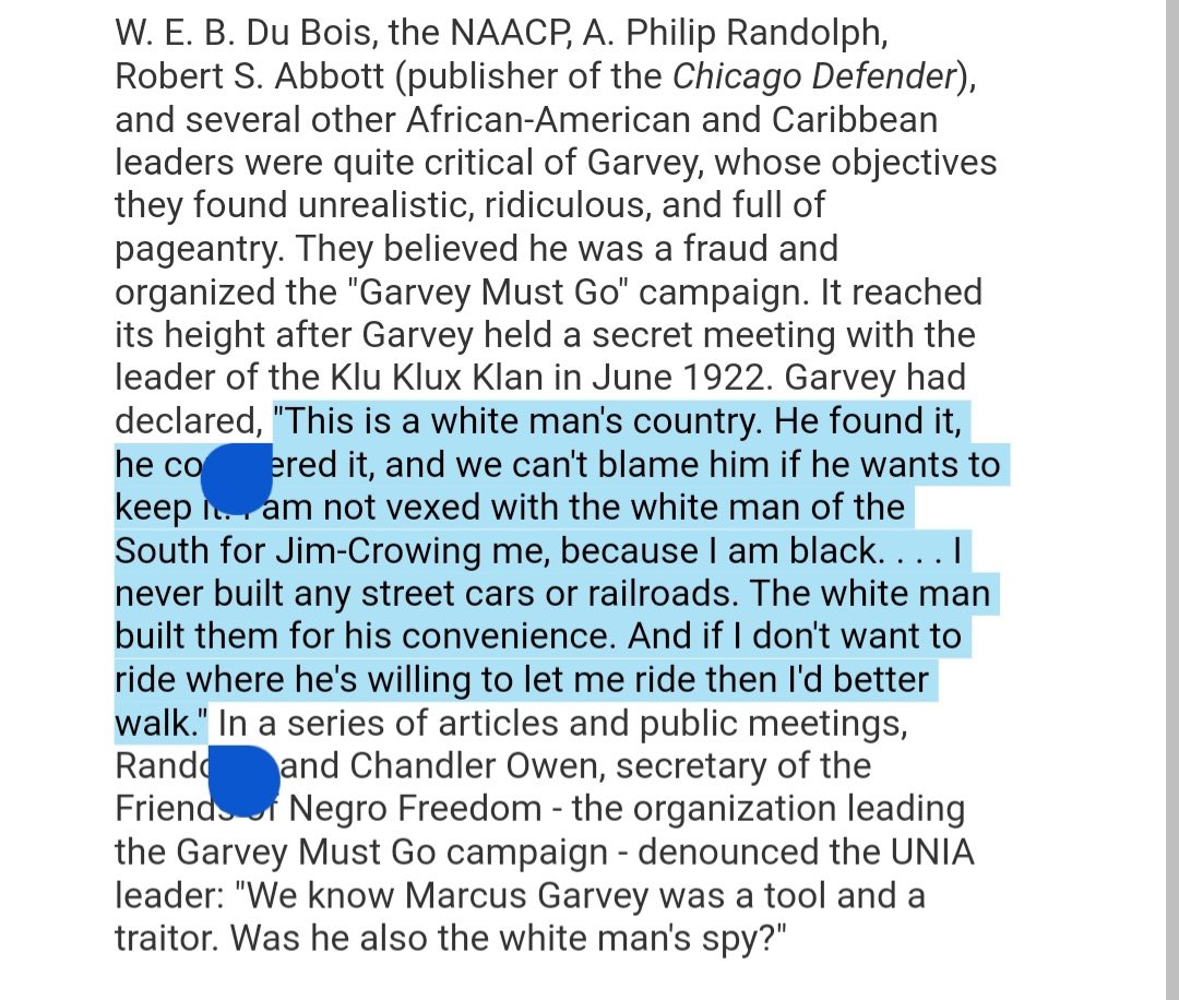 FreedmenUSA's tweet photo. Marcus Garvey was a con man that was run out of Jamaica in disgrace.

When he came to the US he gained the support of white supremacists like Walter Plecker, who helped to finance his back to Africa scam.

Black Americans finally got fed up with his shenanigans and had him deported.