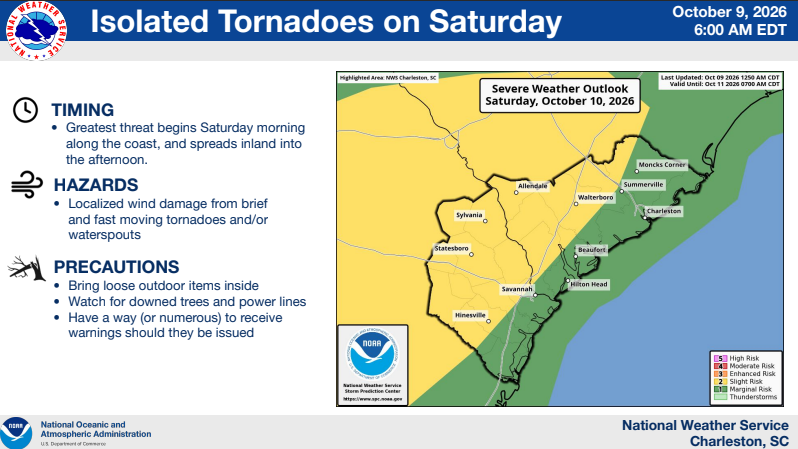 ColletonFire's tweet photo. - 1.5" to 2" of rainfall Saturday into Sunday with locally higher amounts possible
- Brief, rapidly developing and fast moving tornadoes and/or waterspouts are possible.
Secure loose items in your yard, don't drive around barricades or into flood waters and have multiple ways https://t.co/jEZ8jL6VkV