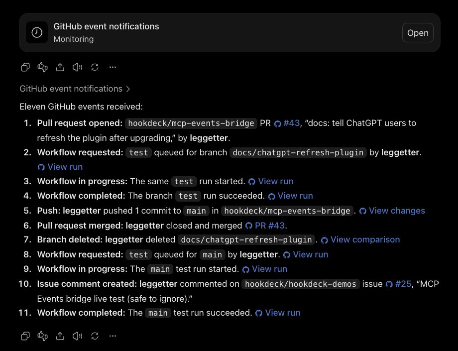 leggetter's tweet photo. GitHub webhooks as MCP Events in ChatGPT https://t.co/g9AR8aGLDR