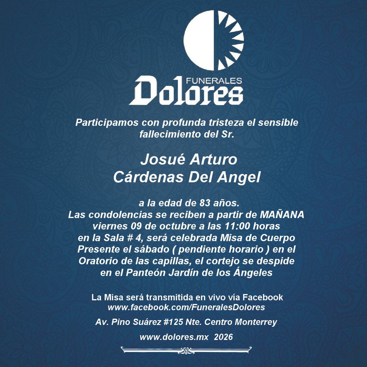 FuneralDolores's tweet photo. #FuneralesDolores https://t.co/wSAvTkr5mw