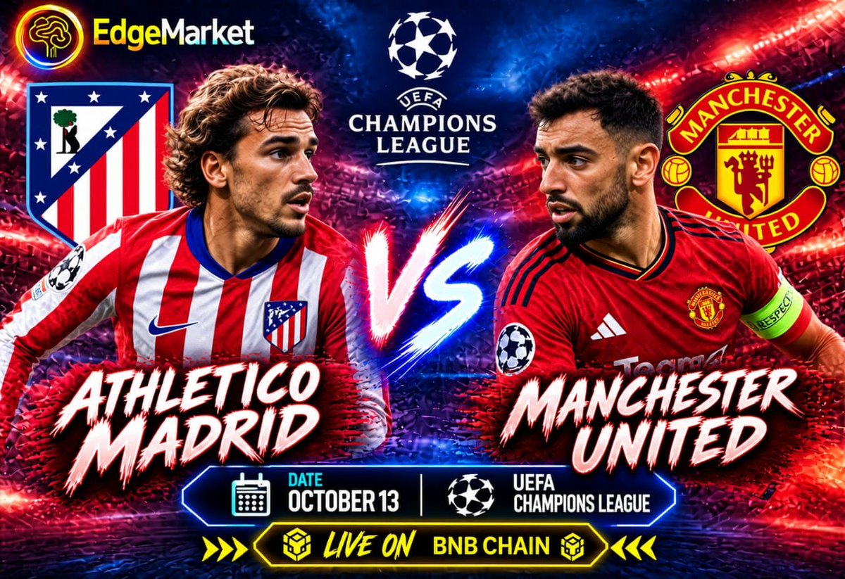 edgemarketAI's tweet photo. ⚽🔥 Atlético Madrid vs Manchester United: who takes it?

The market is open.

Will 🔴 Atlético Madrid or 🔴 Manchester United come out on top? 👀

Make your prediction.
See what the market thinks.
Let the data decide.

🔮 Predict. Earn. Shape the Future.

👇 Make your prediction:
https://t.co/4fW3dyO9Oa

#AtleticoVsManUtd #Football #PredictionMarket #EdgeMarket