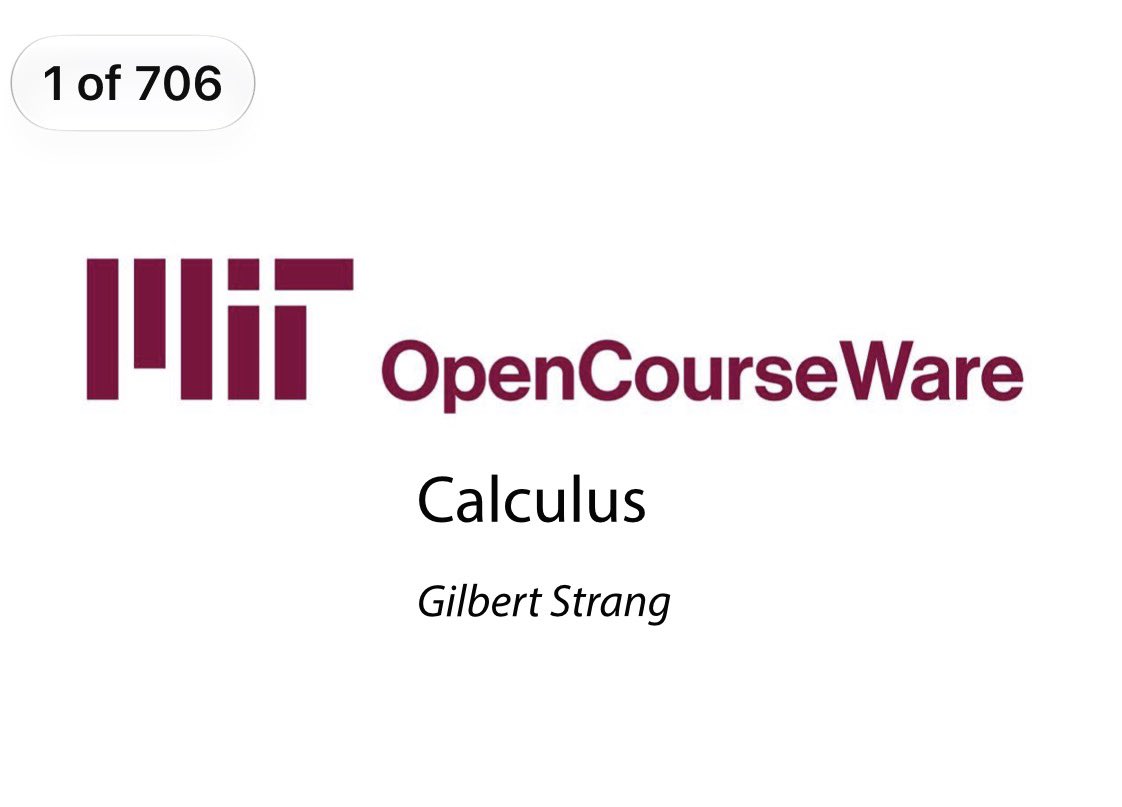 KirkDBorne's tweet photo. Download 706-page PDF CALCULUS textbook from MIT at https://t.co/qJ5Dv2thwz

#Mathematics https://t.co/h1diqfgiME