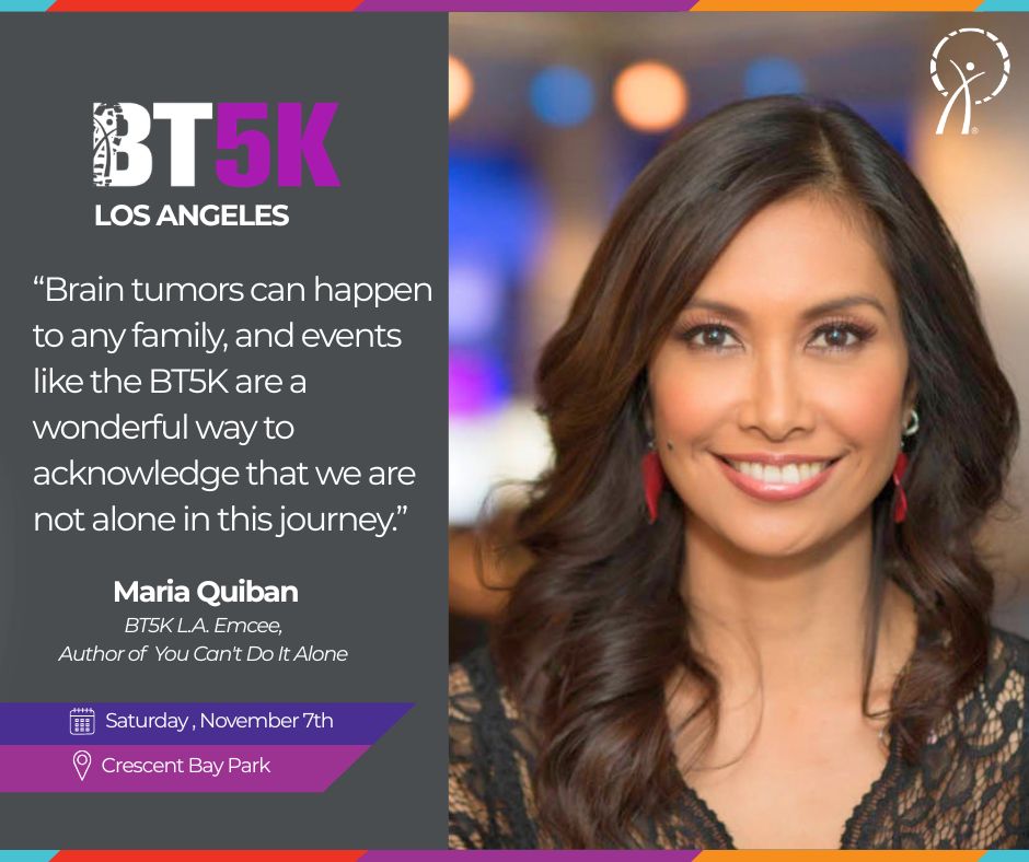 theABTA's tweet photo. Join Maria Quiban and the Los Angeles community at the 2026 LA BT5K!

Whether you walk, run, fundraise, or simply show up in support of someone you love, every step helps advance the ABTA’s mission and brings hope to the brain tumor community.

There’s still time to be part of it. Register today and join us at the LA BT5K!

https://t.co/vBGuUiLQFM

#braincancer #braintumor #braintumorawareness