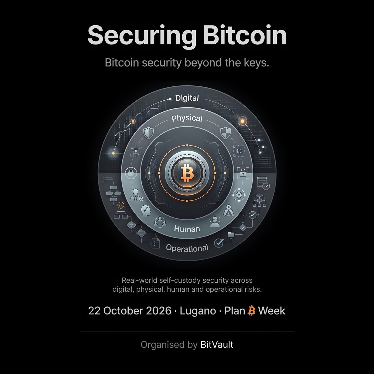 BitvaultApp's tweet photo. Tomorrow in Lugano: Bitcoin security beyond the keys.  Real failure modes.
Practical strategies. 
Digital, physical, human and operational risk.  
⏰️13:30–19:00  

https://t.co/bVePUGoloL https://t.co/TiDEg3s5rt