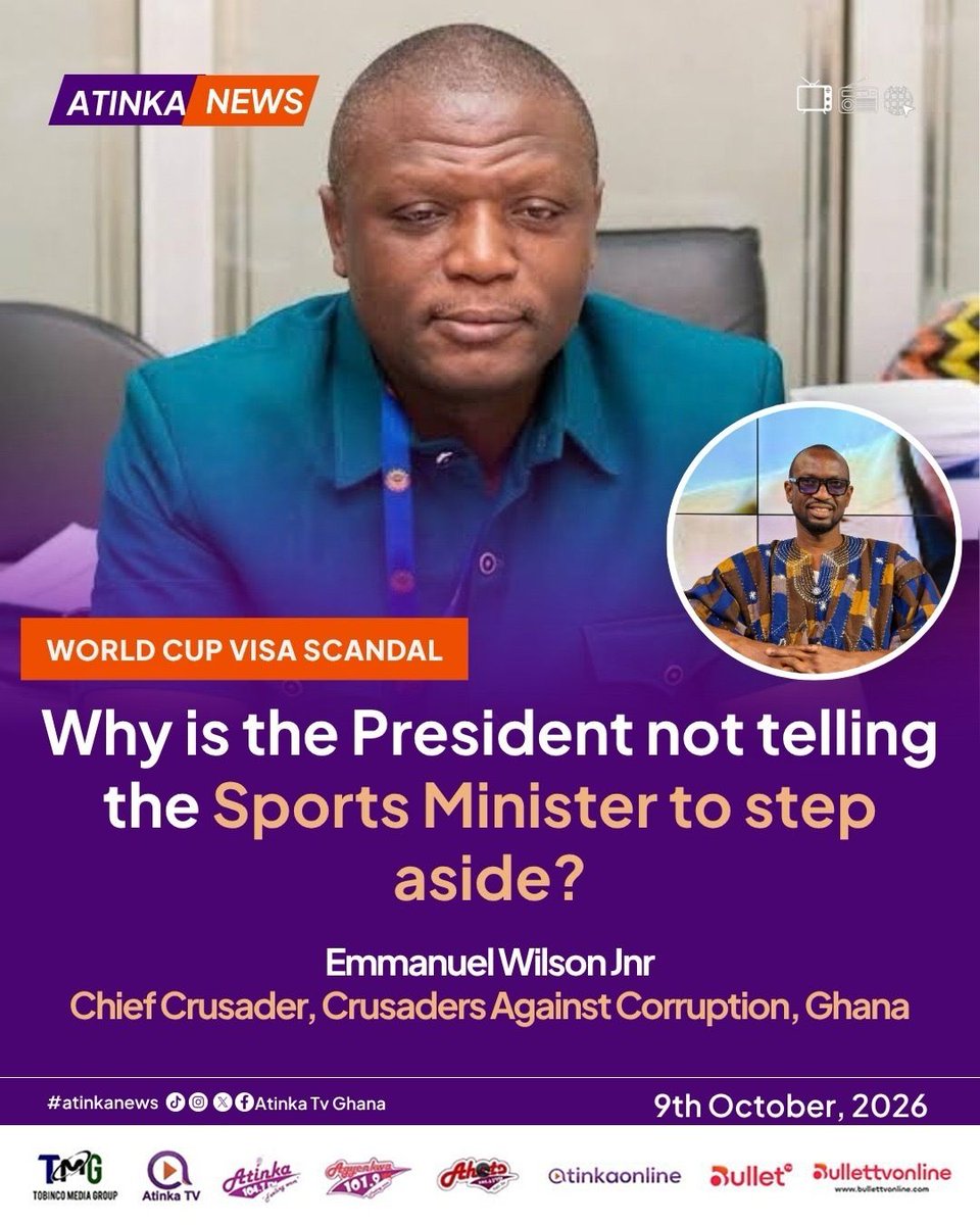 atinkatvgh's tweet photo. Why is the President not telling the Sports Minister to step aside —Emmanuel Wilson Jnr

#Atinkanews https://t.co/t2w5gzxkPB