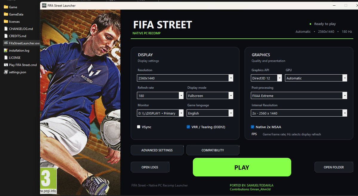 chunrecompgames's tweet photo. Fifa Street PC Port v0.4.0

-  4K Resolution Support
- Language Selection
- Rendering and Frame-Pacing Improvements

All files, no setup. Just select 'game' and 'gamedata' folder on the launcer. https://t.co/Ck2eW6oy6g