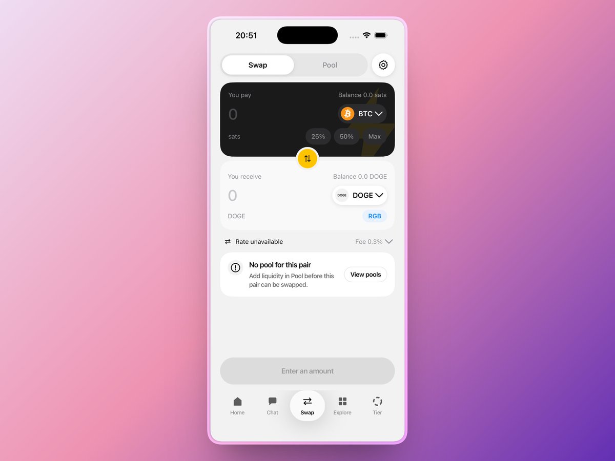 voutwallet's tweet photo. Lightning swaps are live in VOUT ⚡️

You can now swap #RGB assets on our Lightning network, right in the app.

https://t.co/KSjnYxTeKJ https://t.co/DbNWyqdqll