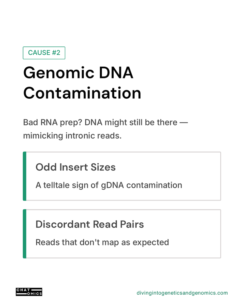 tangming2005's tweet photo. Your RNA-seq targets mature mRNA, right? So why are so many reads landing in introns?

What intronic reads actually mean — and when they're signal, not noise. https://t.co/yTx3TPZFHx