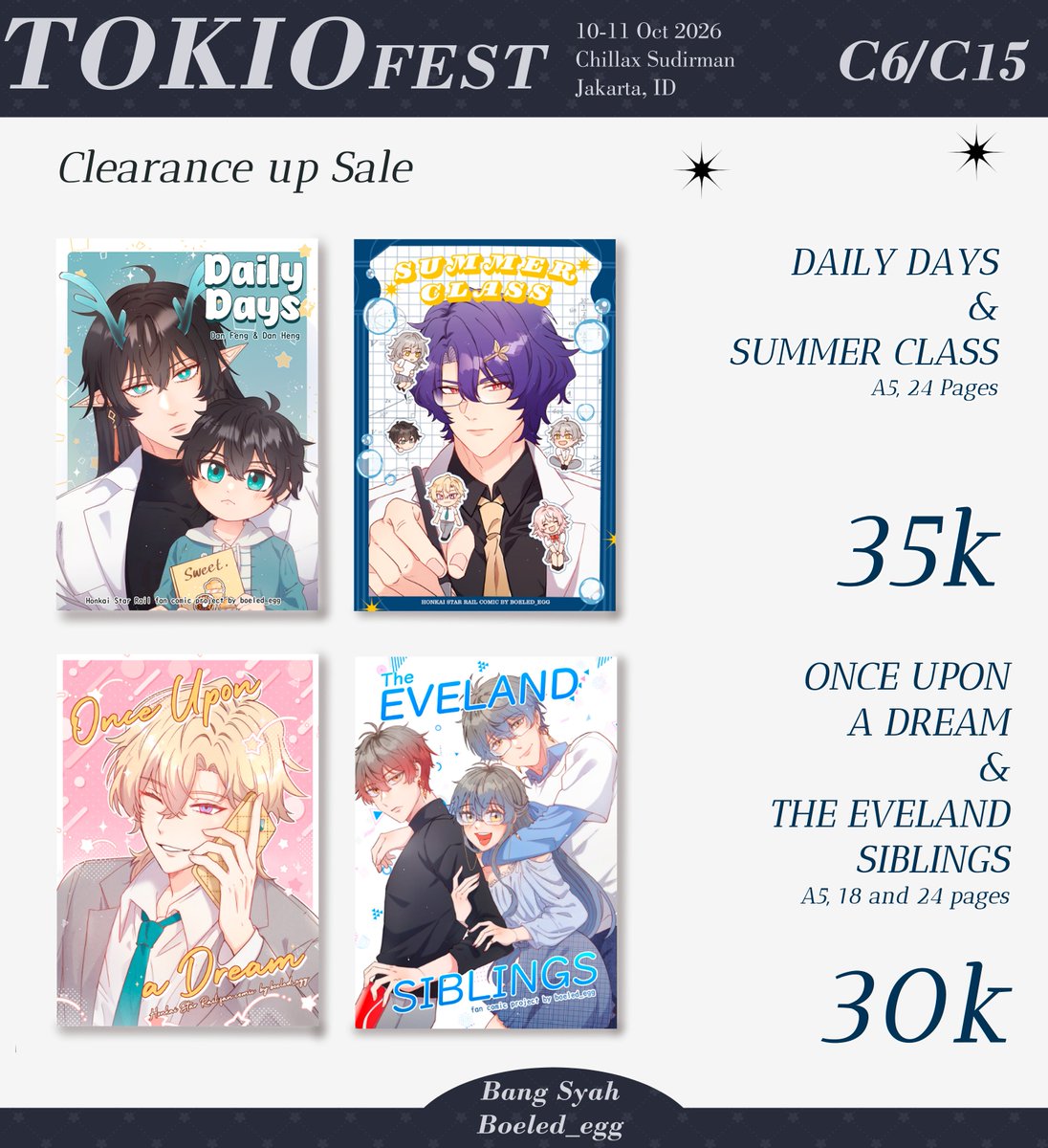 boeled_egg's tweet photo. [RT♥️]
Last minute Bang Syah #tokiofest Catalogue, I'll be boothing at tokiofest at Chillax Sudirman 10-11 October, see youu! 💐💐 https://t.co/DsQFI8kgfp