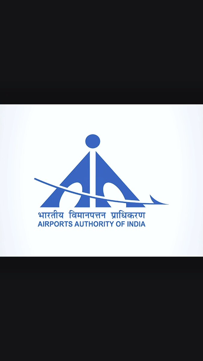 The official logo of the Airports Authority of India, featuring a blue stylized airplane over an 'A' design with text in Hindi and English.
