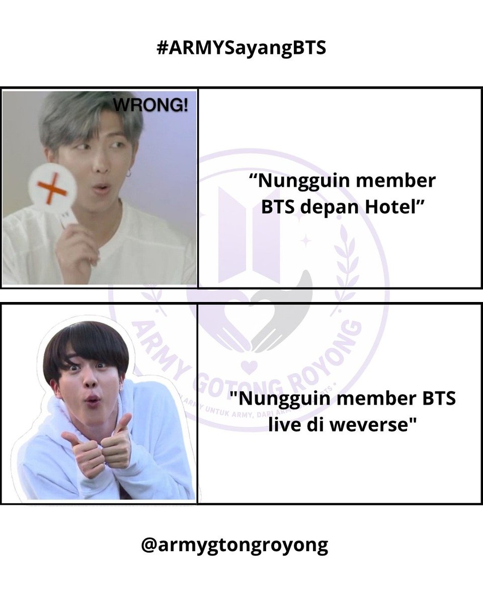 armygtongroyong's tweet photo. #ARMYSayangBTS 
Cinta yang sehat adalah cinta yang membuat orang lain merasa aman.

Mereka tetap manusia biasa. Mereka juga bisa lelah, rindu rumah, dan butuh waktu untuk diri sendiri. 🤍

Bandara, hotel, dan kendaraan pribadi bukanlah panggung. Itu adalah tempat mereka bernapas. Saat kita berkerumun, mengikuti, atau sengaja mencari tahu keberadaan mereka, kita bisa tanpa sadar membuat mereka tidak nyaman, bahkan membahayakan keselamatan mereka dan sesama fans.

Mari tunjukkan bahwa ARMY mencintai dengan tulus:
💜 Mendukung dari rumah lewat streaming dan voting
💜 Menyambut mereka di konser dan acara resmi
💜 Menjaga jarak dan privasi mereka
💜 Menunggu kabar dari kanal resmi

Mari jadi ARMY yang membuat mereka bangga. 🫶

Simpan dan bagikan pesan ini kepada sesama ARMY. 💜

#BTSARMY #APOBANGPO #ARMYWARAS
#ARMYGotongRoyong
