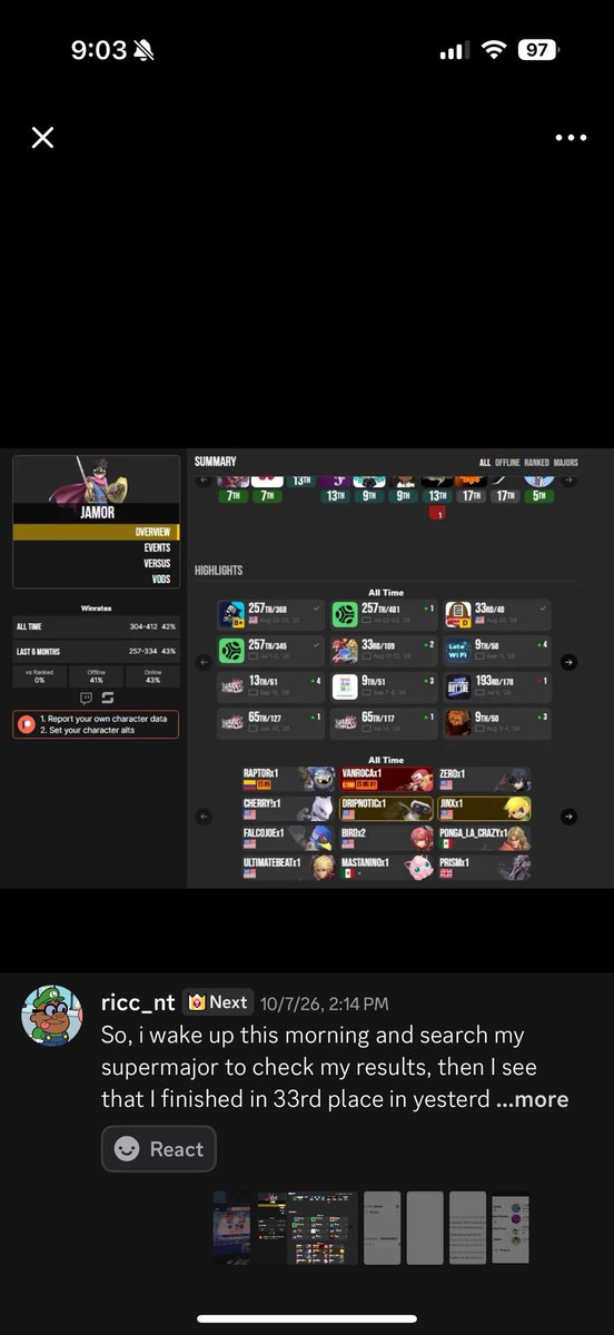 theyca11mesKorZ's tweet photo. Hey just a quick update abt Da sKor Zone. We got word that someone I asked to lag test used his power of a mod to dq a Luigi player bro was playing. Jamor the Georgia Hero player is hereby banned from Da sKor Zone and can not compete in anymore events that me &amp; my team runs
1/3 https://t.co/zSTfnBBAmF