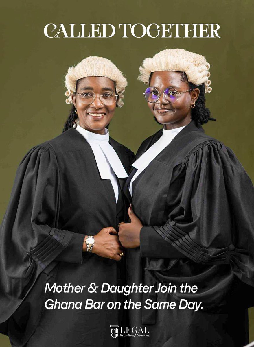 233legal's tweet photo. CALLED TOGETHER: A MOTHER-DAUGHTER MOMENT AT THE GHANA BAR ⚖️❤️

Among the many memorable stories from today's Call to the Bar is that of Hazel Berrard Amuah and her daughter, Nhyira Berrard Quayson, who share the remarkable distinction of being called to the Ghana Bar on the same day.

For this mother and daughter, 9 October 2026 marks not one, but two professional milestones within the same family.

Two generations. One profession. One special day.

#233Legal #CallToTheBar2026 #CalledTogether #GhanaBar