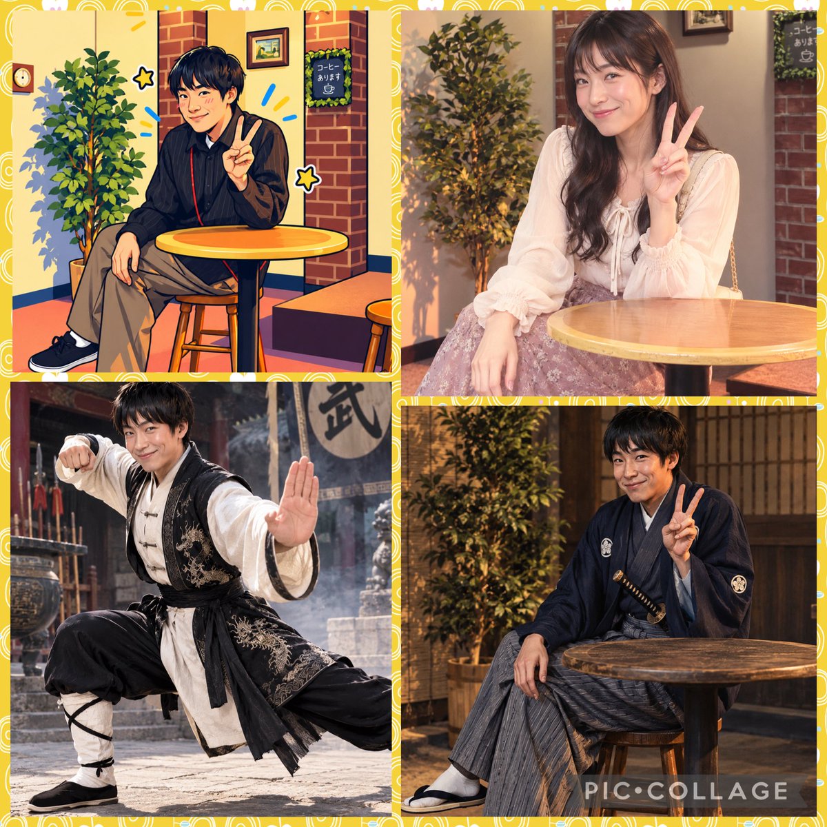 shethin_'s tweet photo. ﾁｬｯﾋﾟｰにしょーぞーけんほうき俳優の滉ちゃんの画像加工（良識の範囲内で☺️）を頼んでみたが・・・
顔が別人だぞぅ😂

（左）元の画像
（右）ポップイラスト風
        綺麗なお姉さん風
        カンフーの達人風
        時代劇風

 #脚本演出音響殺陣もできる俳優
 #隅田滉太郎
  #DualWield https://t.co/f1QCzwcE9v