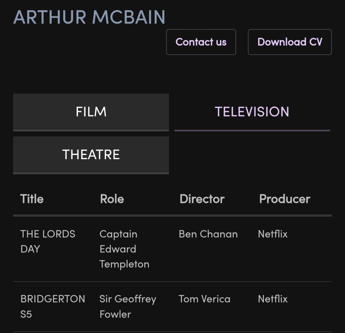 Fseven0's tweet photo. Arthur McBain will play Sir Geoffrey Fowler in S5 of Bridgerton.

In the book, it's a suitor who courts Fran for her wealth and at one of the ball makes inappropriate advances, trying to kiss her against her will 
(thanks @masalischair for check this 🫶)

#Bridgerton #Franchaela https://t.co/oifXLSHxUq
