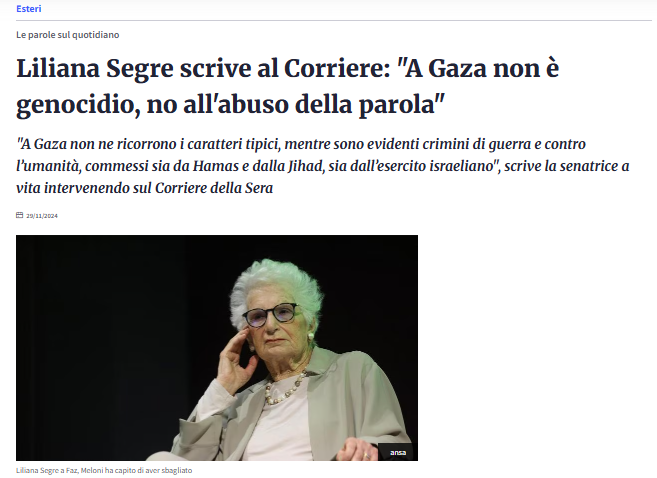 spighissimo's tweet photo. Chissà cosa dice oggi la Segre dopo il Nobel per la Pace alla giudice Navi Pillay, la quale afferma che: “A Gaza è un genocidio. Abbiamo chiamato le cose con il loro nome” https://t.co/PPwLF881wR