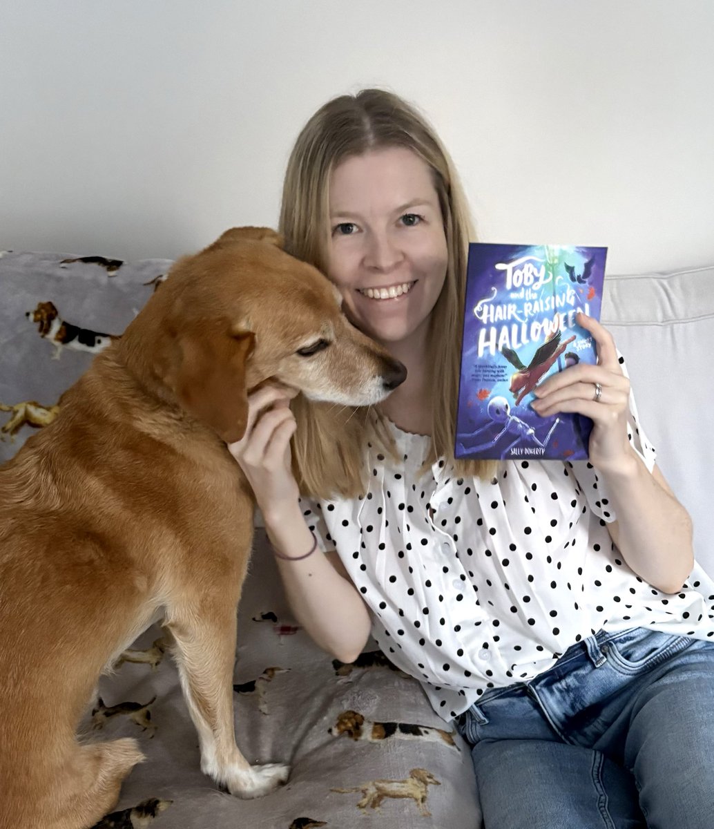 Sally_writes's tweet photo. Toby and the Hair-Raising Halloween publishes today!!

Big thank you to everyone who pre ordered. It is now also available to order from Amazon and bookshops 

🧙‍♀️A witch made of hair
🎃Two dancing pumpkins
💀A runaway skeleton 

ALSO, our new rescue dog arrives in ONE HOUR, eeeek https://t.co/TIloH8Hz5q