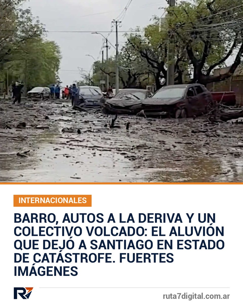 Ruta7Digital's tweet photo. Una crecida repentina en la precordillera de Las Condes arrasó calles, inundó una clínica y una universidad, y dejó al menos seis heridos. El Gobierno chileno decretó zona de catástrofe y alerta roja en 10 comunas.
#Aluvión #LasCondes #Chile 

https://t.co/2aXTlpdOxP https://t.co/ecRXOg3yox