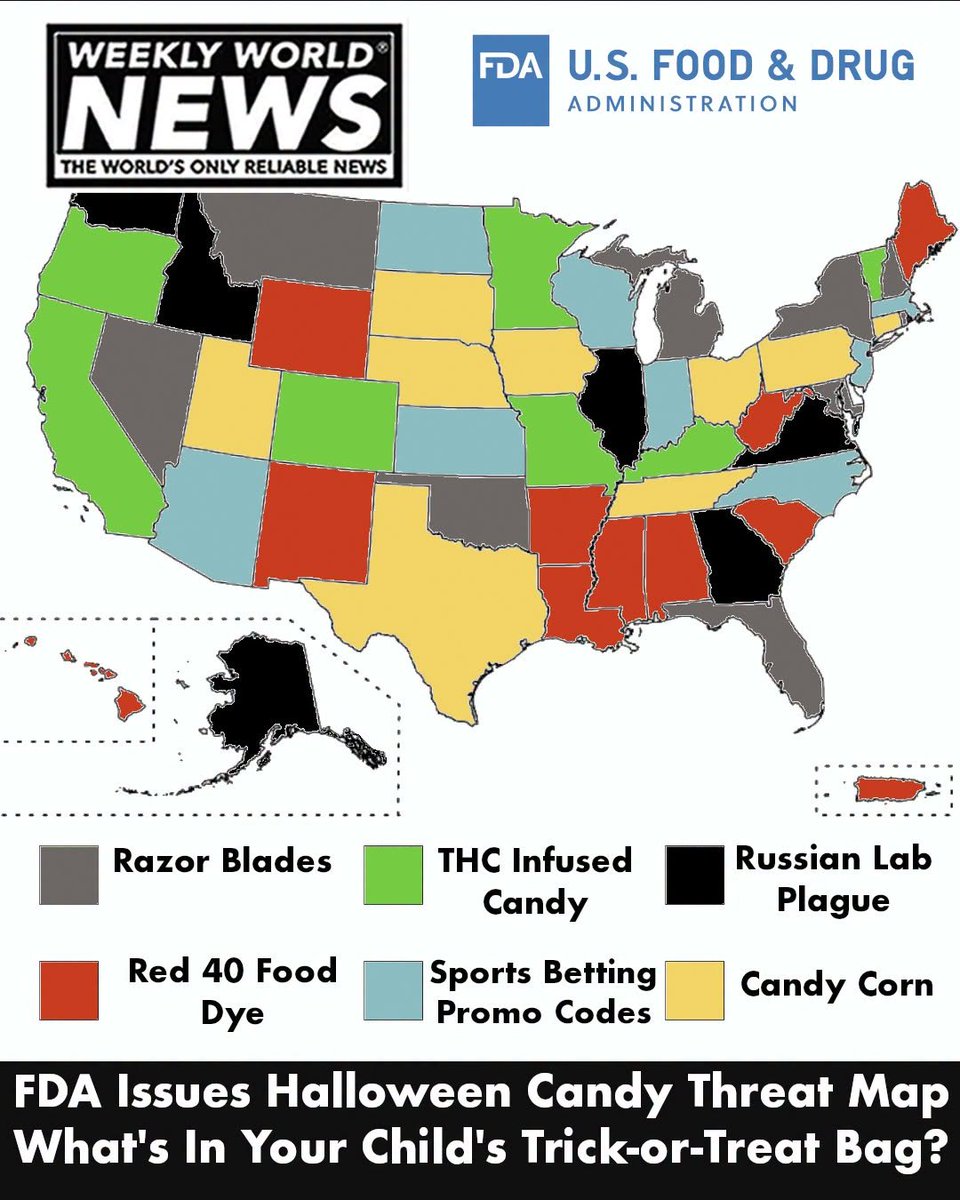 RobertAllison__'s tweet photo. Another interesting map - Weekly World News keeping us safe this Halloween! ;-) https://t.co/QstVJeYvDl