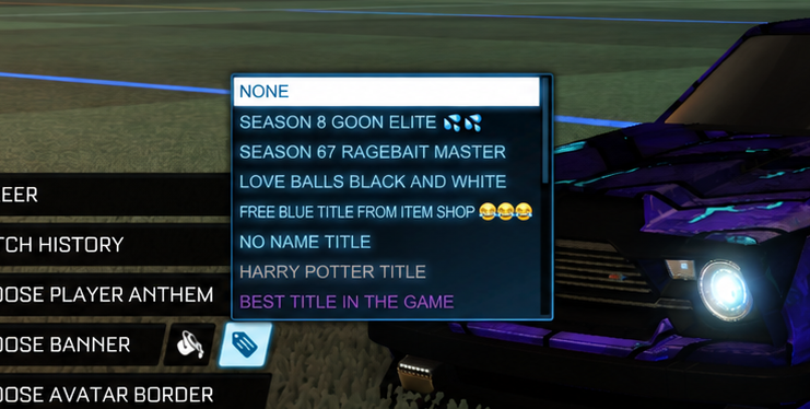 RocketStoreX's tweet photo. Rocket League titles in 2026 are so cool! ♥️🫶 https://t.co/SJXnE0p1ka
