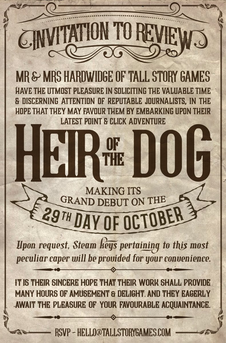 tallstorygames's tweet photo. I say, that's quite an invitation!
Please share far and wide to those of a journalistic persuasion. 🎩

Key requests via social media and email will be entertained.

#indiegame #indiegames #indiegamedev #gamedev #pointandclick #adventuregame https://t.co/4Wu9xdkW2i