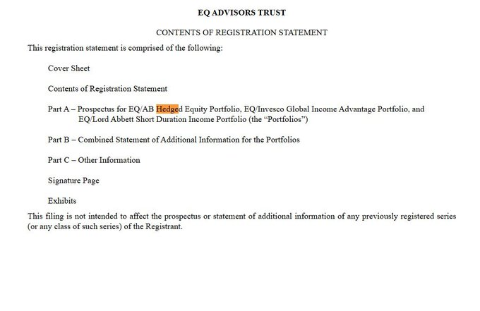 lana_goat's tweet photo. IT COULD be the main coin we can PAIR TO HEDGE when market is going DOWN LIKE TODAY

Wall Street just filed a brand new “Hedged Equity Portfolio” with the SEC, literally built around hedging the S&P 500 with options

so HEDGE can be paired to an actual hedge basket:

SPYx — the market being hedged
QQQx — high-beta tech exposure
SQQQon — direct inverse Nasdaq hedge
GLDx — classic hard-asset hedge
TLTon — long-duration risk-off hedge
USOon — commodity / inflation hedge
SLVx — second hard-asset hedge
NEMx — gold miner exposure
BRK.Bx — defensive capital allocation
KOx — defensive consumer exposure

the actual SEC strategy is centered on S&P 500 exposure plus calls/puts and FLEX options to create a Hedge Period Cap and Hedge Period BuffeT

https://t.co/TJkd8M1qeV