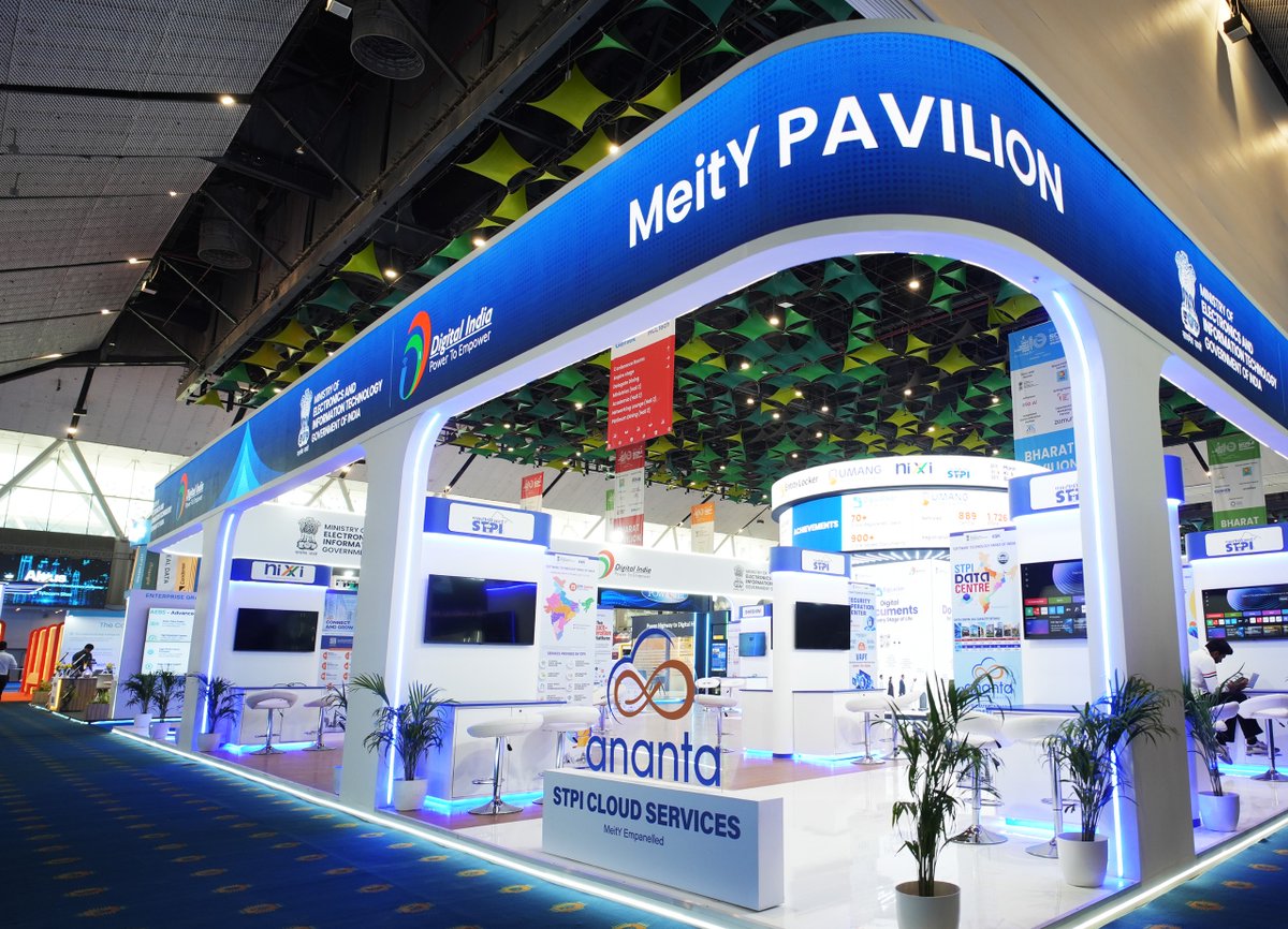 stpiindia's tweet photo. Glimpses from STPI at IMC 2026 | 9 October 2026
Ideas in action, Innovation in focus

The STPI pods in the MeitY Pavilion at the 10th edition of India Mobile Congress 2026 buzzed with engaging interactions, innovative ideas and conversations around emerging technologies.

STPI-nurtured startups showcased their solutions and technological capabilities while engaging with industry stakeholders and visitors. The pavilion highlighted STPI’s initiatives, including Ananta Cloud Services, Centres of Entrepreneurship (CoEs) and its startup ecosystem, reflecting the diverse efforts supporting India’s technology-led growth.

Glimpses of the interactions, innovations and engagements at the STPI pods on Day 3 of IMC 2026.

📍 Yashobhoomi, New Delhi
📅 7–10 October 2026
📌 Hall 1 | MeitY Pavilion, Stall D2A

For more info, visit: https://t.co/j7KkcctGAu

#STPI #IMC2026 #IndiaMobileCongress #Technology #Innovation #StartupEcosystem

@GoI_MeitY @AshwiniVaishnaw @JitinPrasada @SecretaryMEITY @arvindtw @_DigitalIndia @NeGD_GoI @exploreIMC @startupindia @makeinindia @OfficialINDIAai @DoT_India @pib_comm @stpinext @stpisayuj
