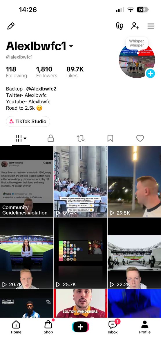 alexlbwfc's tweet photo. Gotta love TikTok, my most popular video by a country mile which still had loads of traction mysteriously get a guideline violation after being on for 18 hours. Mental #bwfc #everton #efl https://t.co/txsgdo3H8M