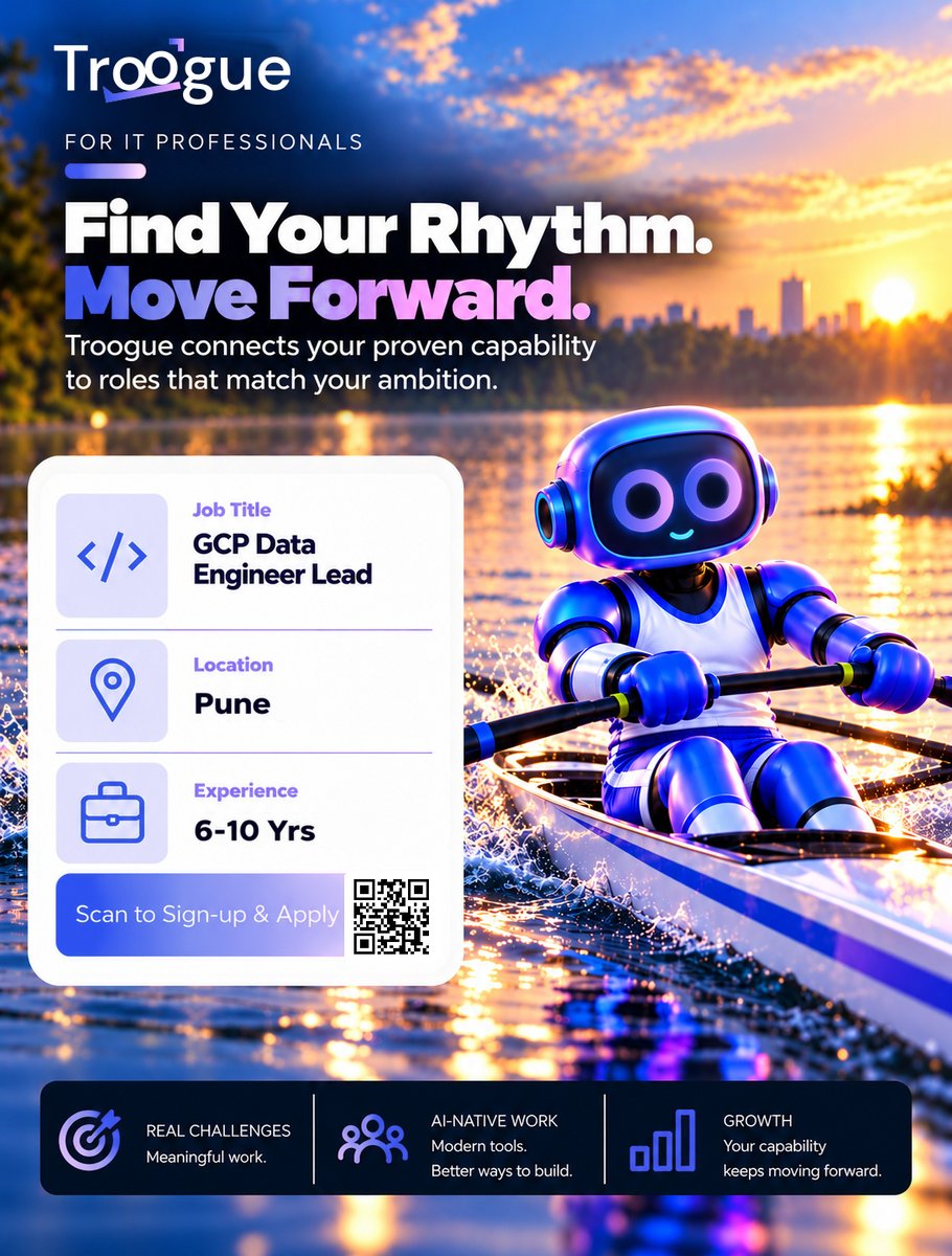 troogue's tweet photo. One of our enterprise partners is hiring: GCP Data Engineer Lead

📍 Pune | 💼 6-10 yrs

Scan the QR code or 

Sign up &amp; Apply here 👉 https://t.co/IKXpcD0nF5

#Hiring #GCP #DataEngineering #Troogue https://t.co/U1fZHrQbA9