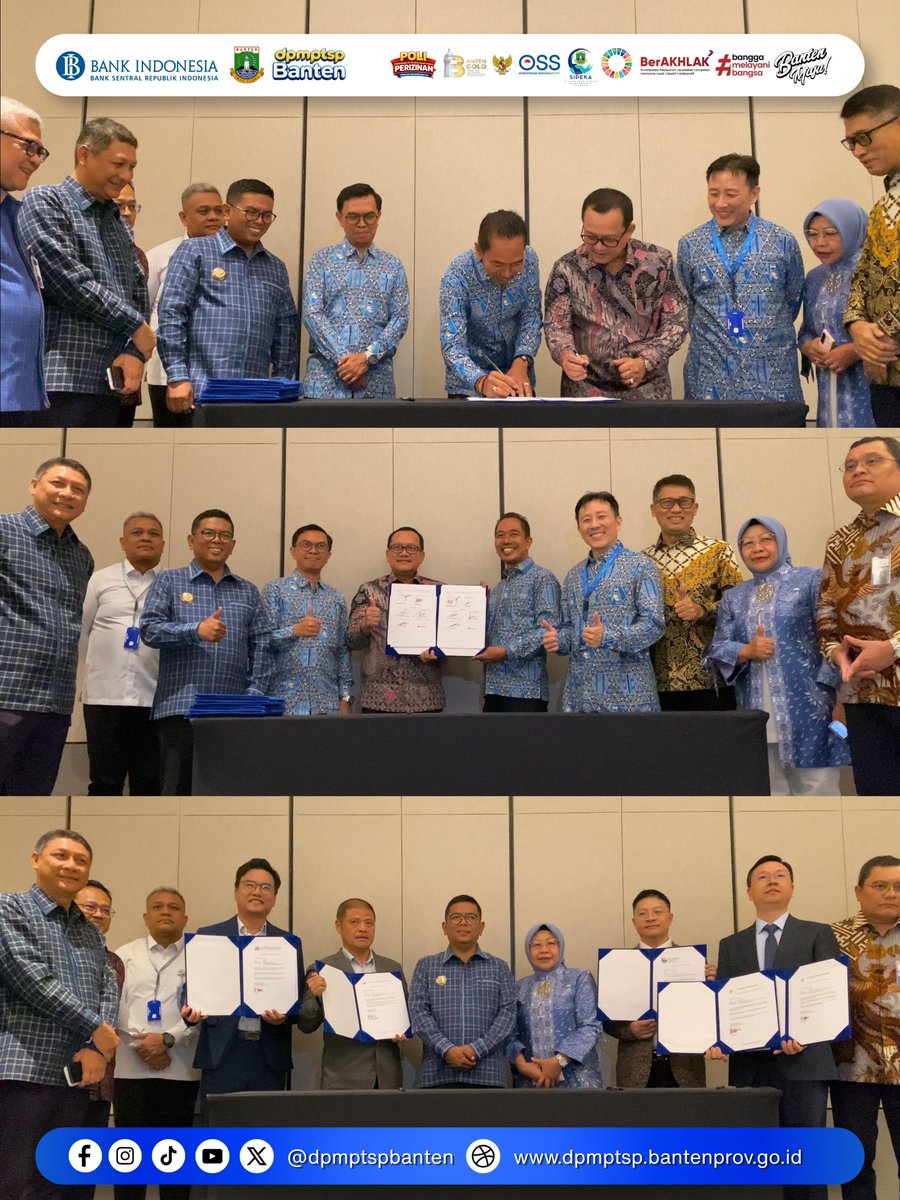 Dpmptsp_Banten's tweet photo. Afternoon Tea KKB x BIF 2026: Penandatanganan komitmen investasi untuk memperkuat kepercayaan investor dan mendorong ekonomi Banten, Jum'at (9/10/2026).
#DPMPTSPBanten, #BankIndonesia, #BIF2026 https://t.co/tJg4SpNNMI
