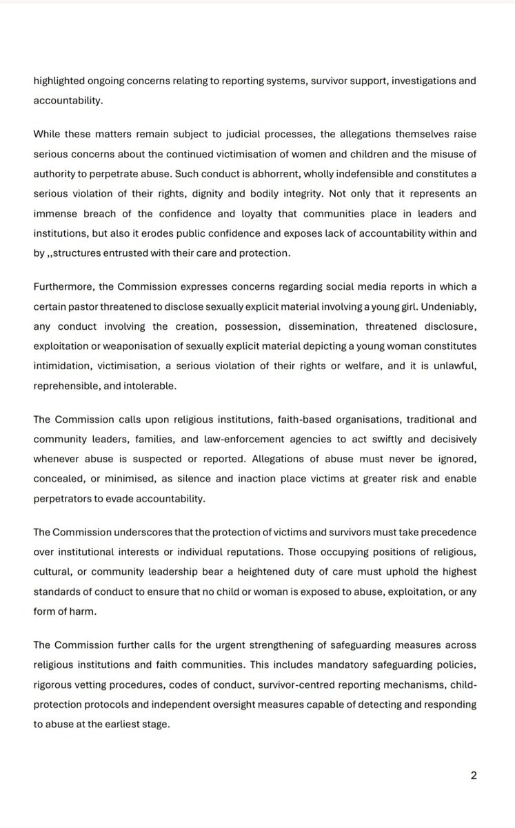 CRL_Commission's tweet photo. [BREAKING NEWS]
CRL RIGHTS COMMISSION CONDEMNS SHOCKING ALLEGATIONS OF SEXUAL ABUSE, 
GROOMING, RAPE AND VIOLENCE AGAINST WOMEN AND CHILDREN. https://t.co/Ku8RGxDXjs