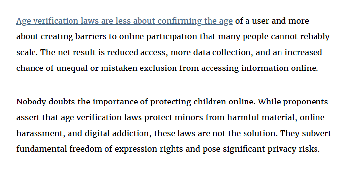 owenboswarva's tweet photo. When No ID Means No Internet: Age Verification and the Right to Access Information https://t.co/qGLDKq546i via @EFF
#ageverification #masssurveillance #censorship #humanrights #techpolicy https://t.co/ngYs6bPpyE