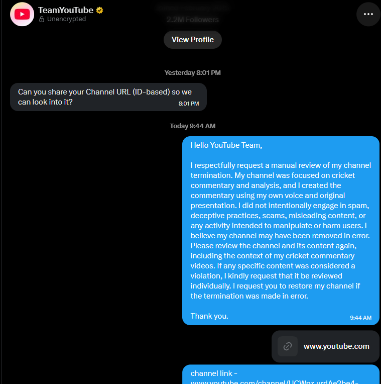 samxkh8's tweet photo. Still No Reply @TeamYouTube 😭 Help me https://t.co/pXZfharhzt