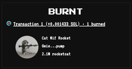CatWifRocket's tweet photo. 5th DEV Burn of $rocketcat - total burnt now: 1.31% (13.1million)

CA: Gwie4jhUTdCbMLjHyxVdJYi7MsH5tfsc7a7RiFy1pump

https://t.co/GlekmEaqGd https://t.co/0JQkqrIFeJ