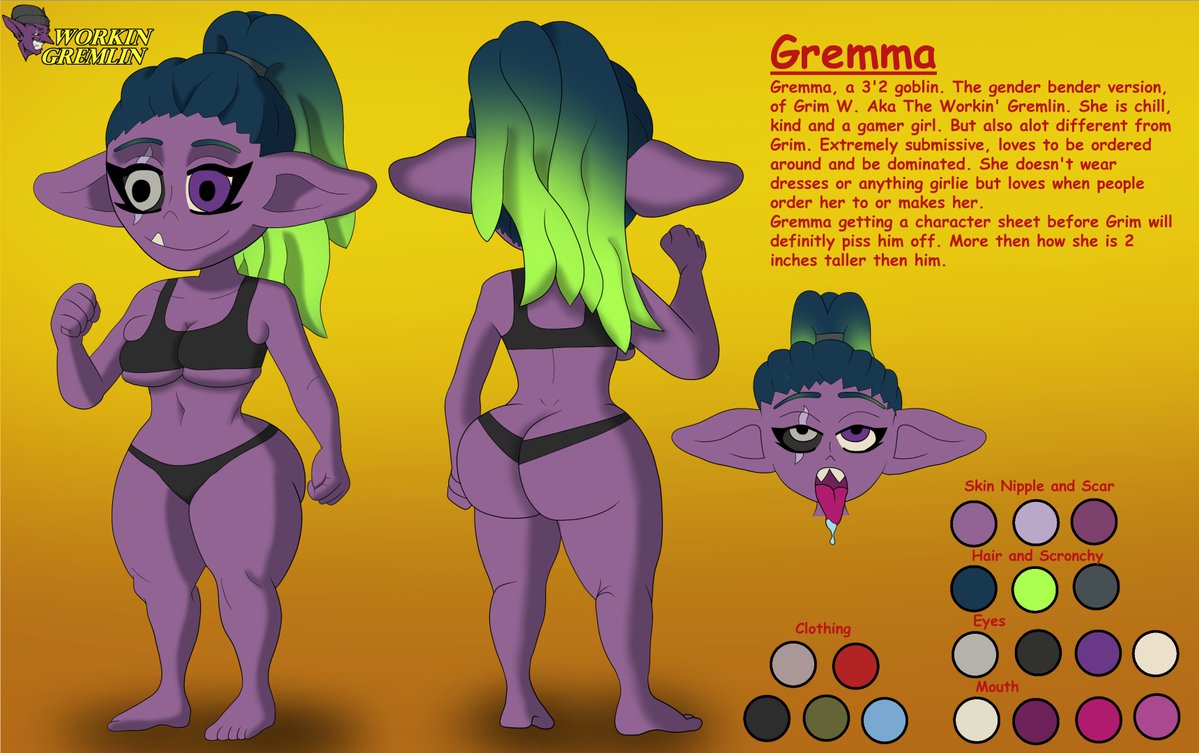 WorkinGremlin's tweet photo. My Gender Bender Art Person Character Sheet is finished! Really love how she came out! https://t.co/hmXxQw93aQ